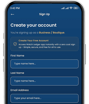 Create your account - Watch Owner sign up